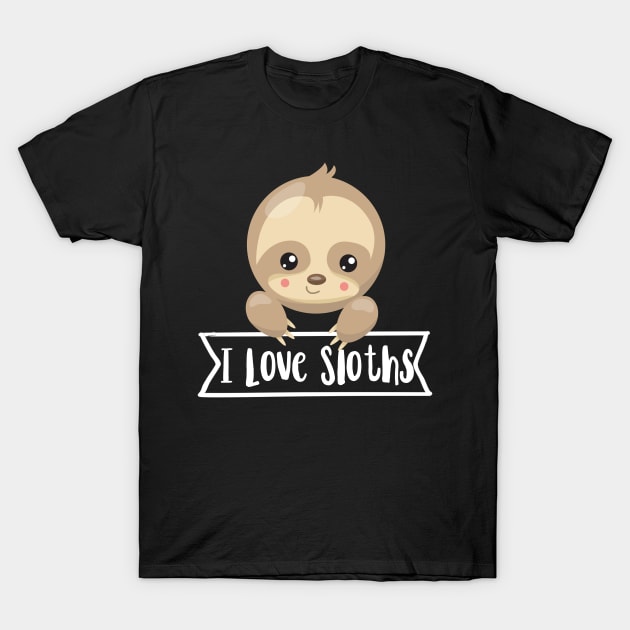 I Love Sloths Funny Sloth Shirt T-Shirt by Lin Watchorn 